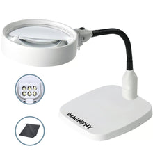 Load image into Gallery viewer, 8X Extra Large 5.5 Inch LED Lighted Hands-Free Desktop Magnifier